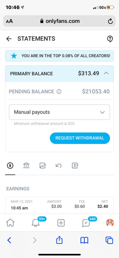 Earnings of an onlyfans agency job with Aroa Agency