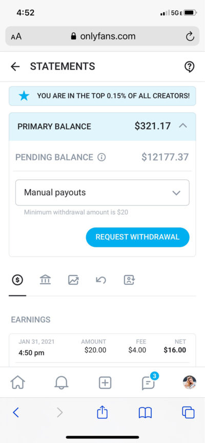True earnings of an onlyfans collabs with Aroa Agency